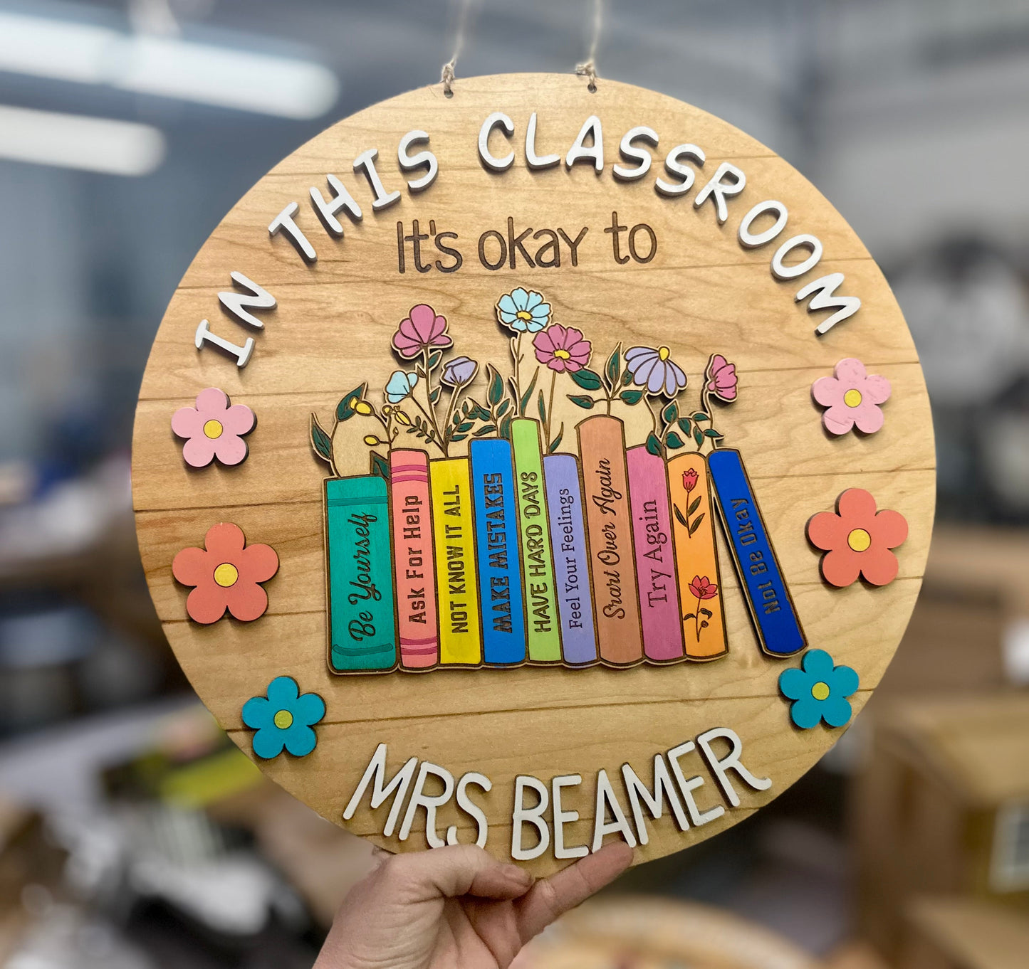 In this classroom 14” door hanger