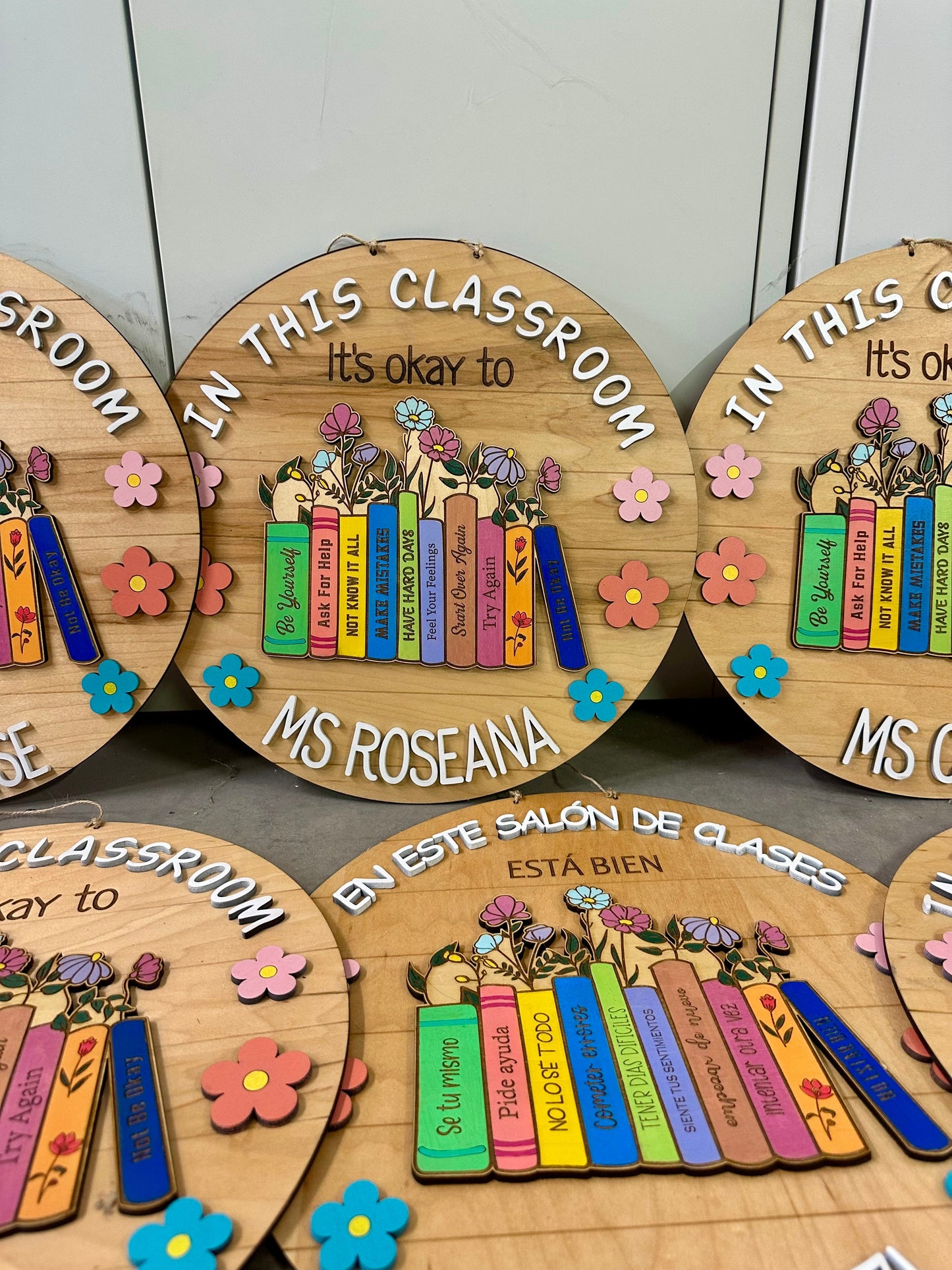 In this classroom 14” door hanger