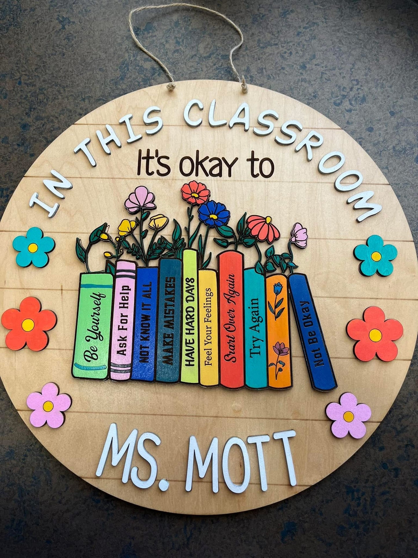 In this classroom 14” door hanger