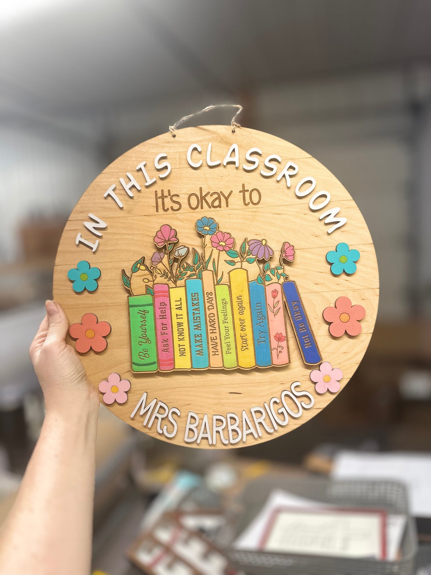 In this classroom 14” door hanger