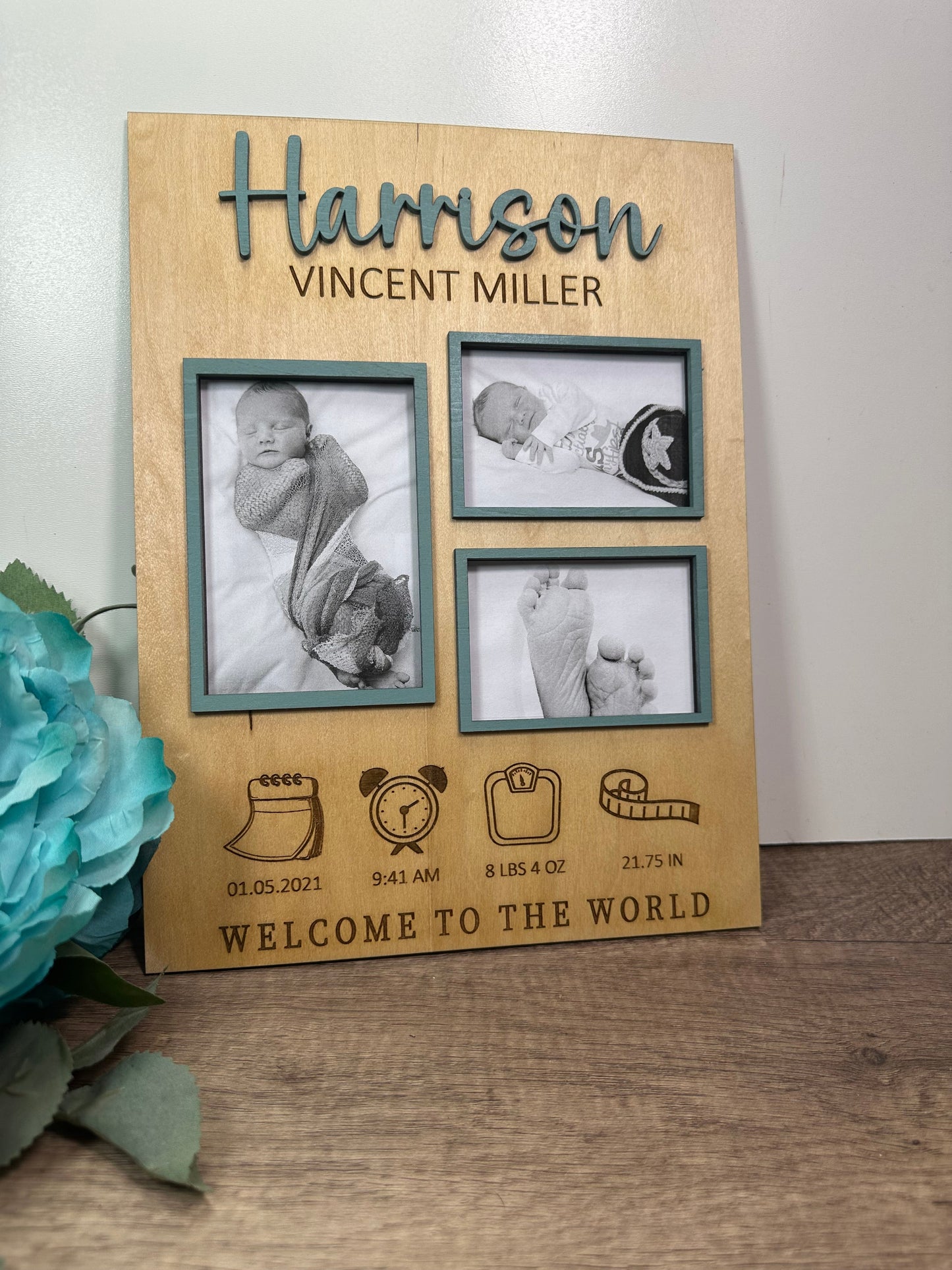 Birth stats collage frame