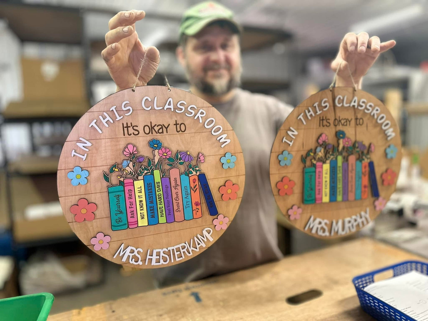 In this classroom 14” door hanger