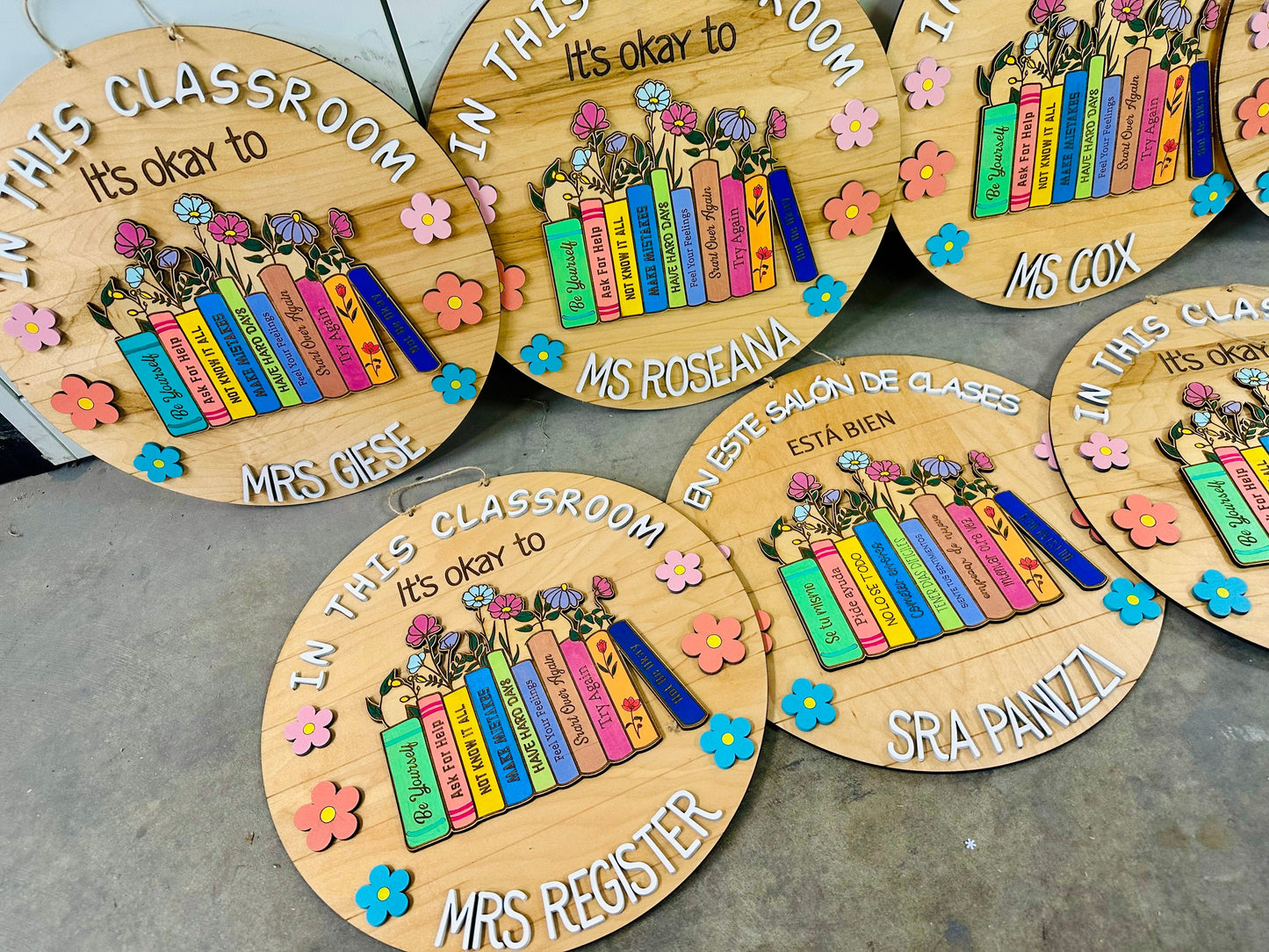 In this classroom 14” door hanger
