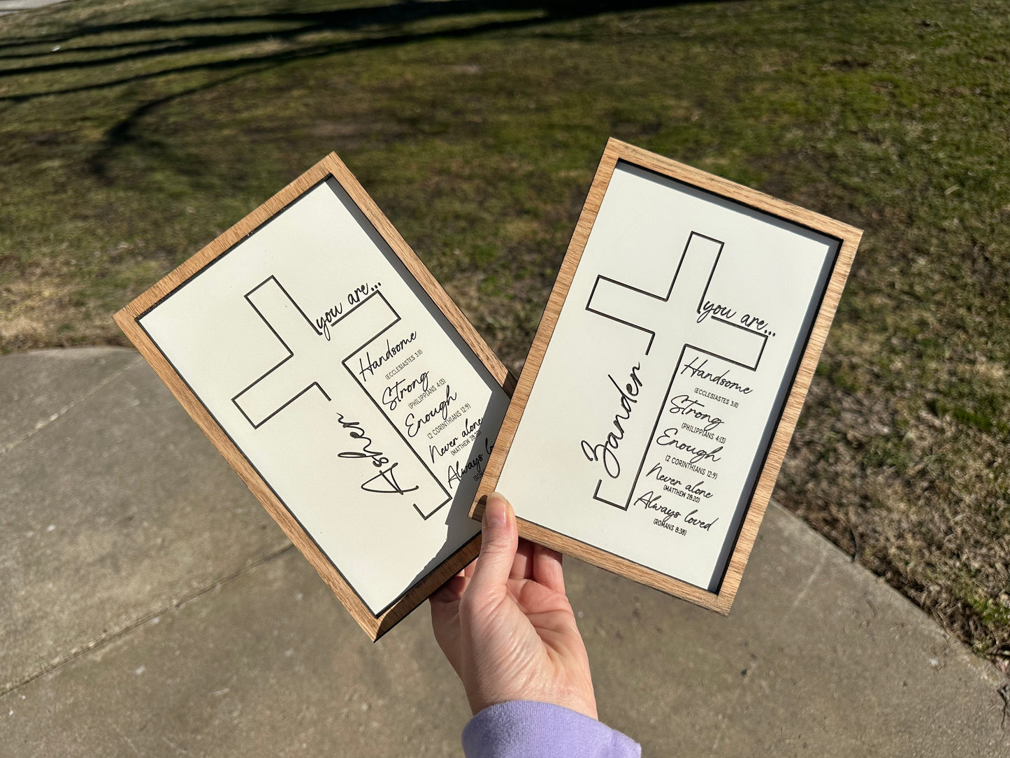Affirmation scripture cross plaque