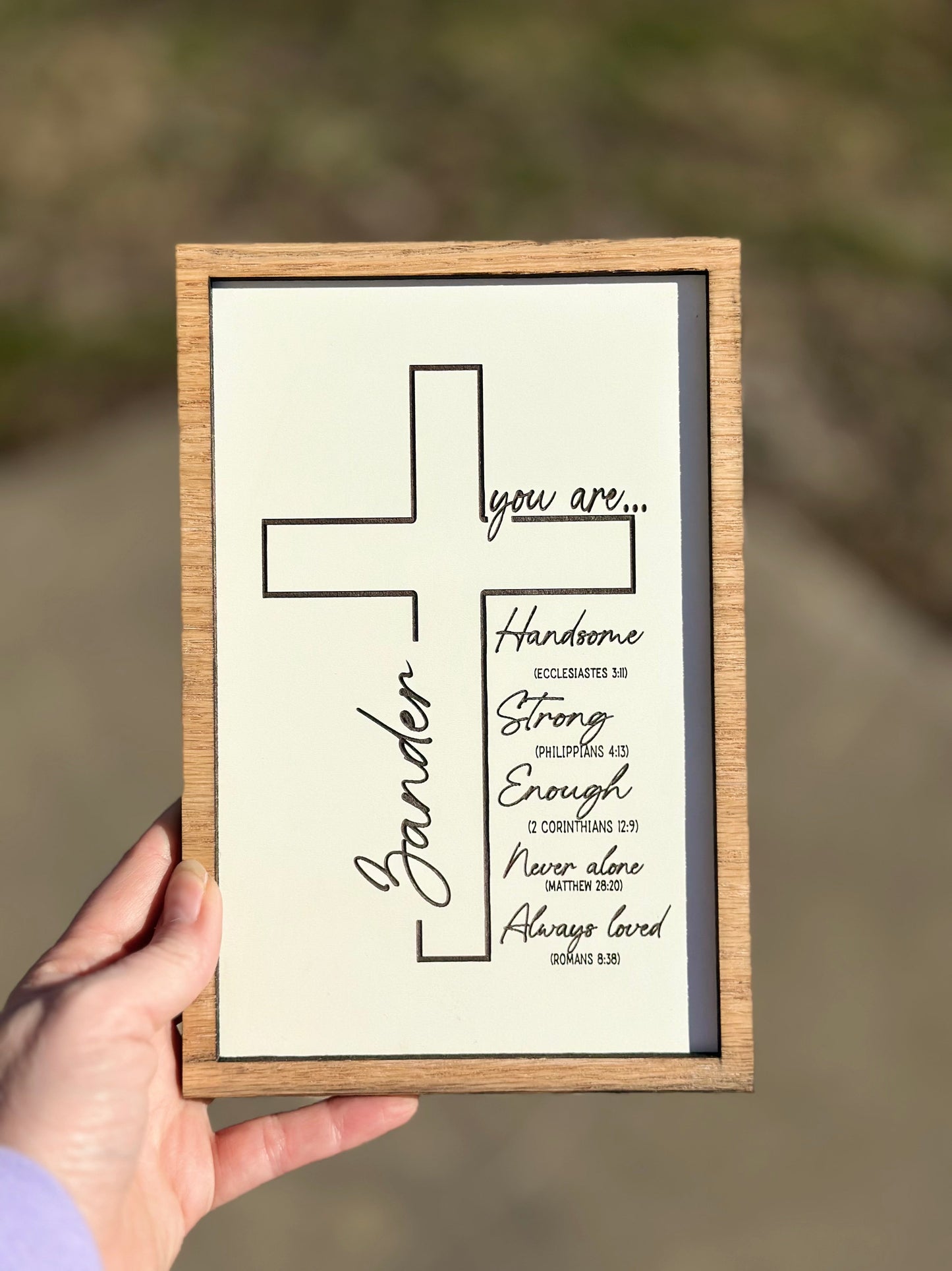 Affirmation scripture cross plaque
