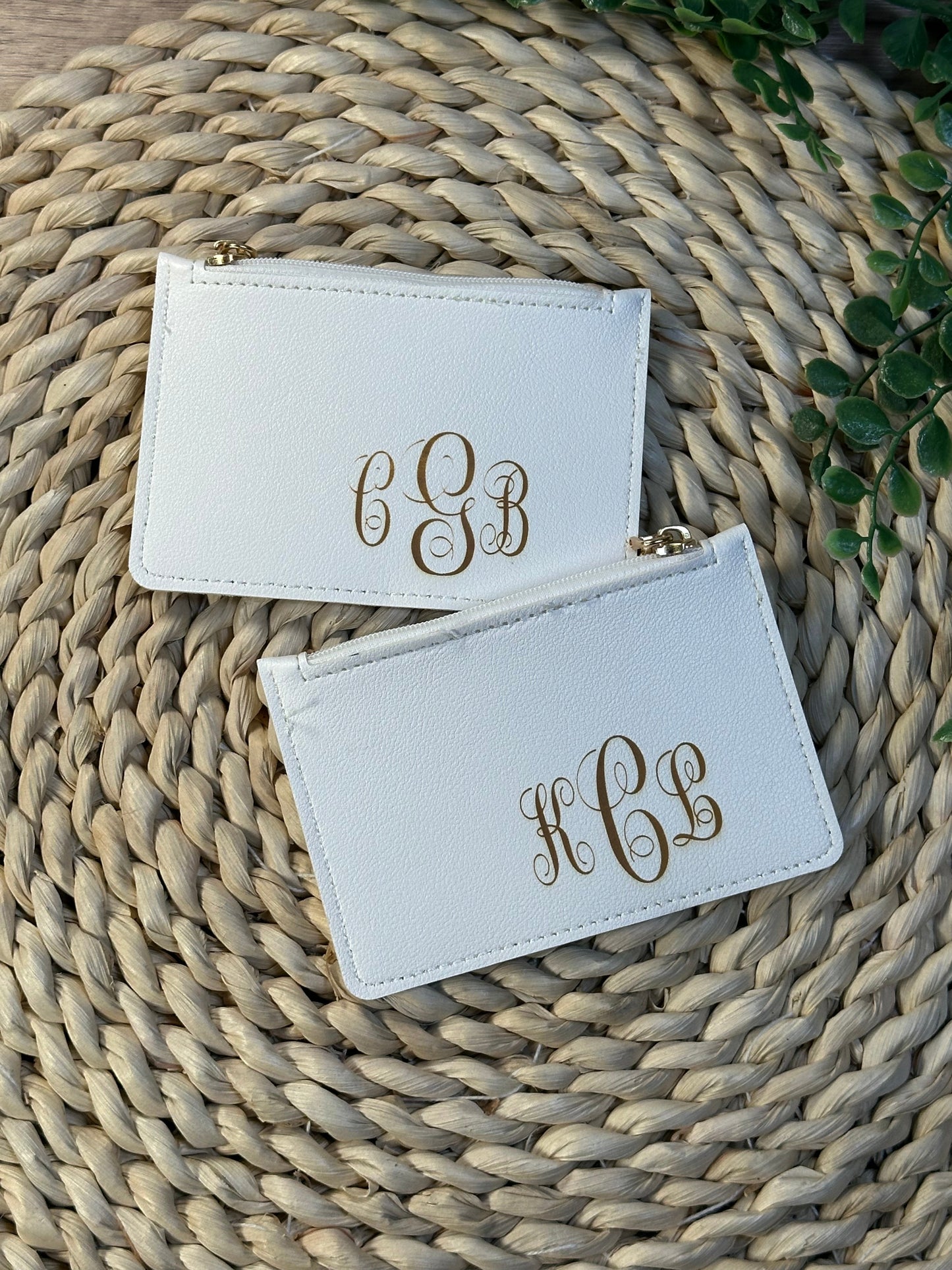 Slim White Faux leather card holder/coin purse
